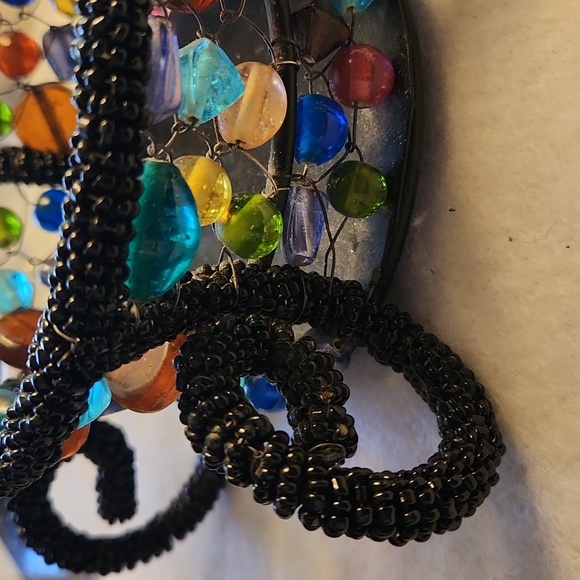 Hand created beaded, stones, and wire decorative display art. Made in India - Picture 3 of 5